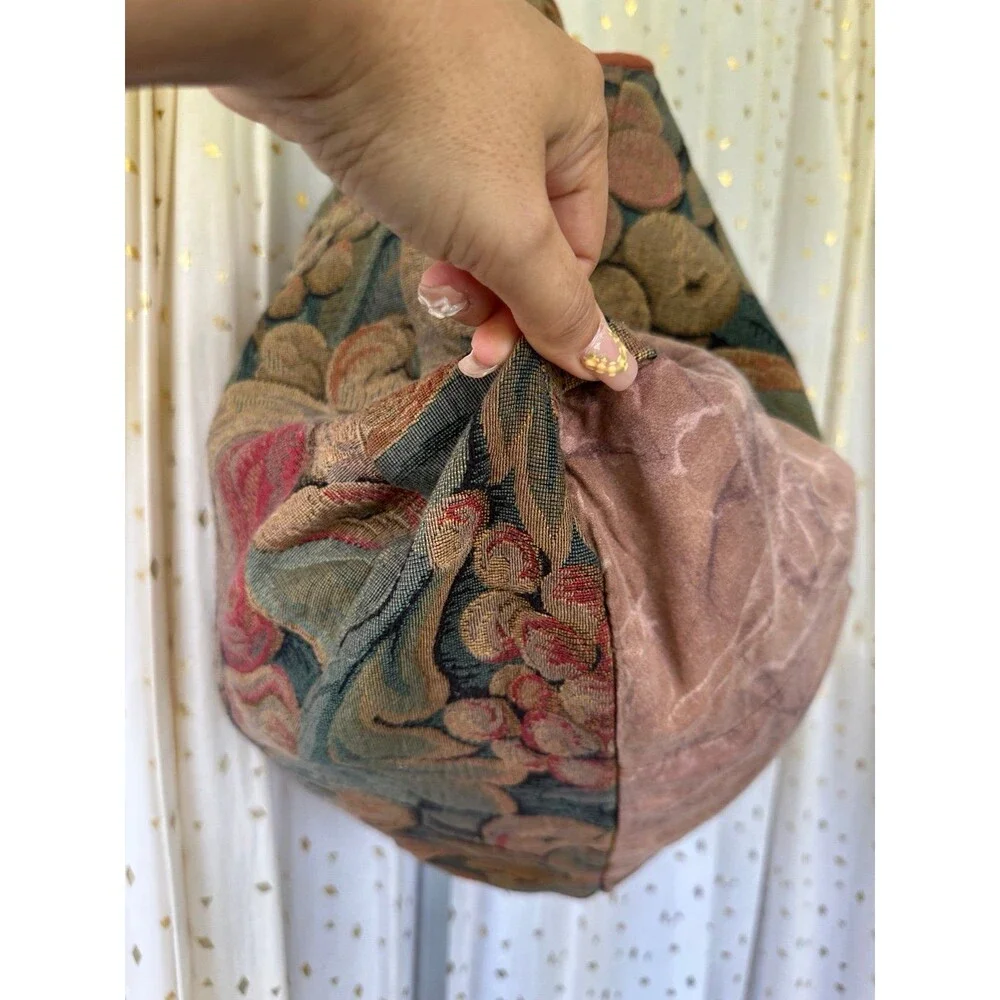 Unbranded Reversable Horses Stallion Tapestry Embroidered Mix Media Hobo Bag